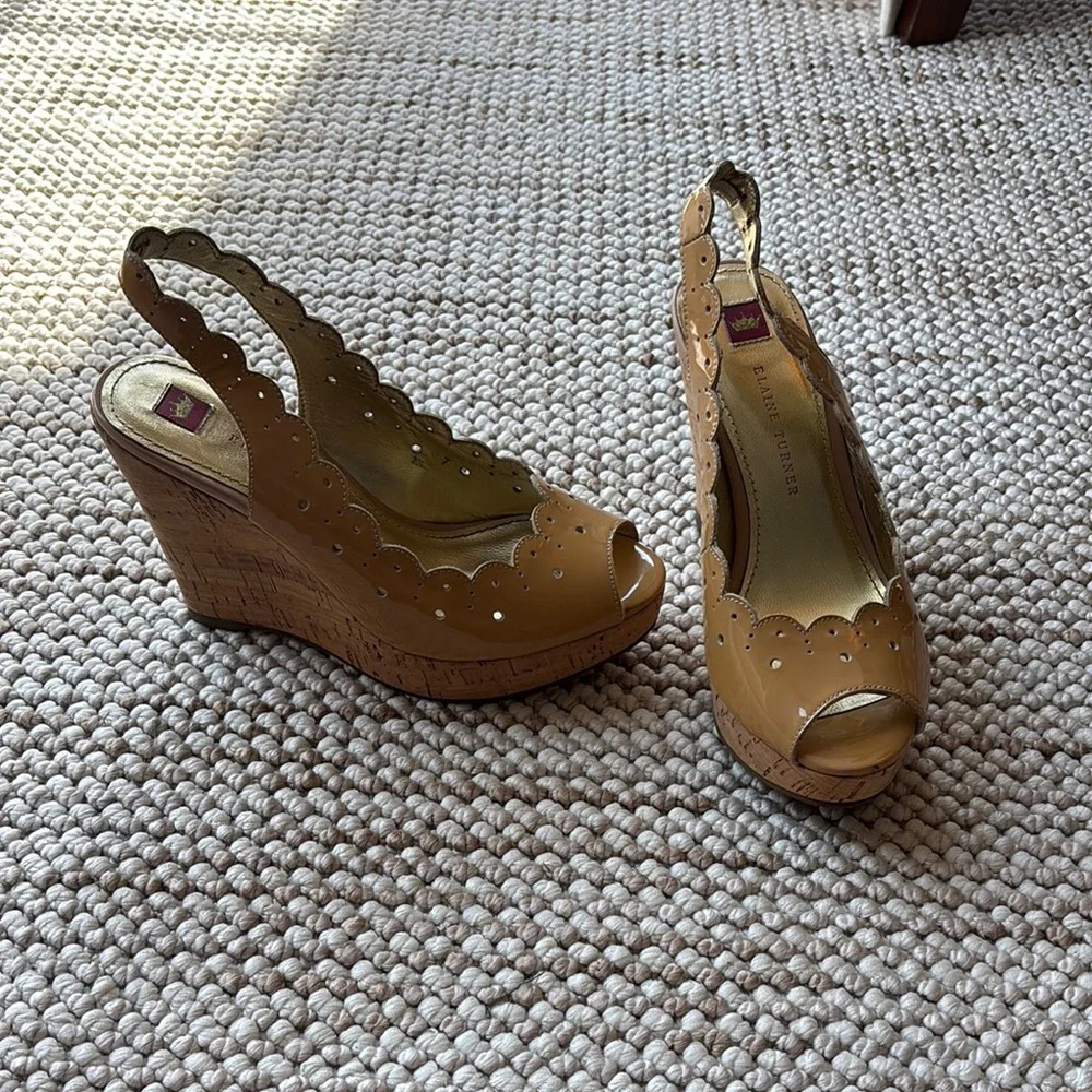 Elaine Turner Wedge Sandals with Slingback - Picture 1 of 5